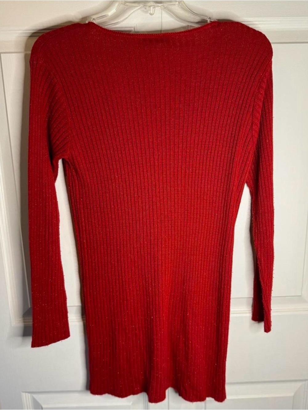 Girls' Red Ribbed Tie-Front Sweater Top - Picture 6 of 8